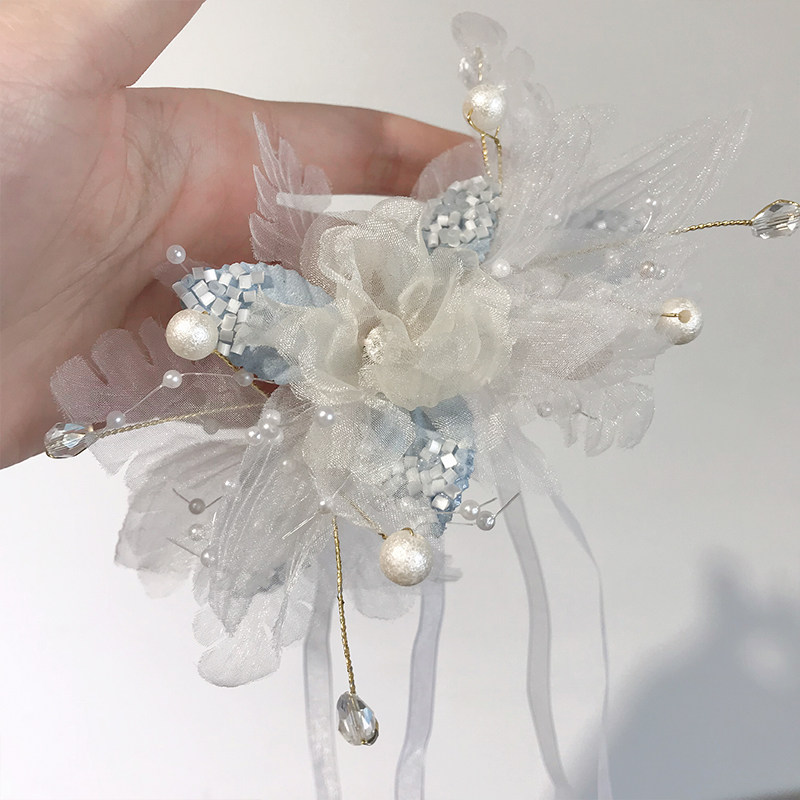 森系超仙结婚新娘手腕花伴娘团手花环小清新花童演出手绑花女