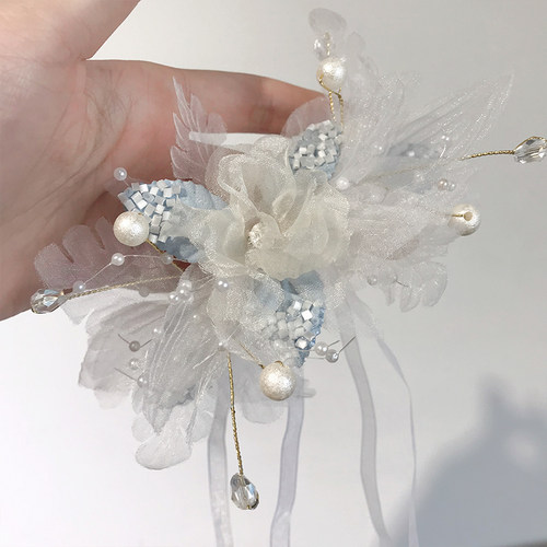 森系超仙结婚新娘手腕花伴娘团手花环小清新花童演出手绑花女