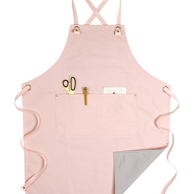 咖啡师西餐厅宠物店园花艺时尚粉色撞色围裙工作服定制印logo