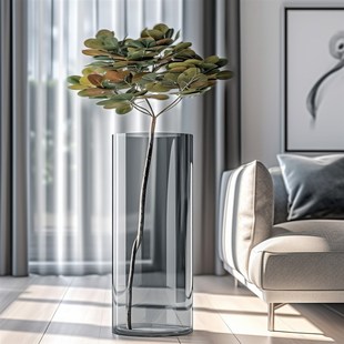 特大号落地花瓶玻璃透明大号超大超高高身高筒高款高大高405060cm