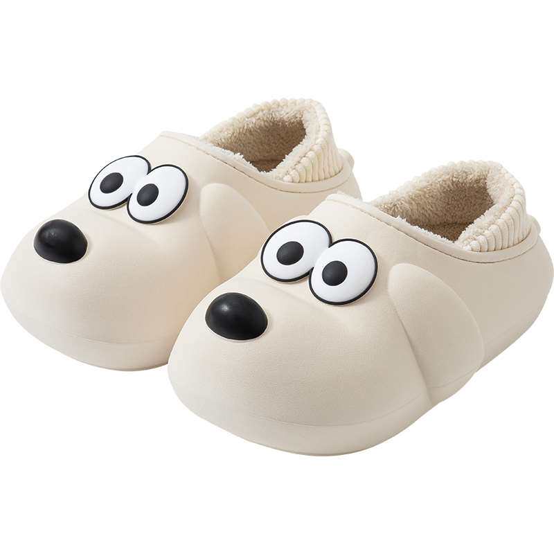 防水棉拖鞋女冬季包跟厚底室内家居防滑情侣可爱踩屎感棉鞋男外穿
