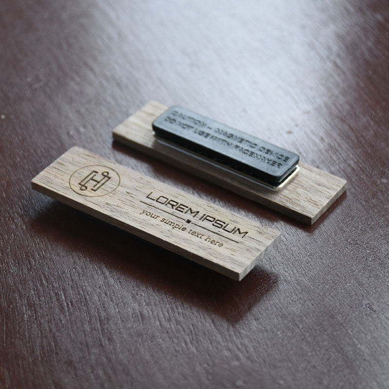 磁性黑胡桃胸牌定做实木员工工作牌定制标识牌logo印字高档工号牌