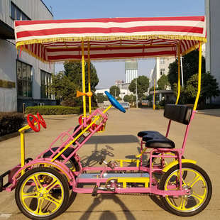 旅游观光亲子休闲双排三人景区双人自行车自行车四轮马单排四人