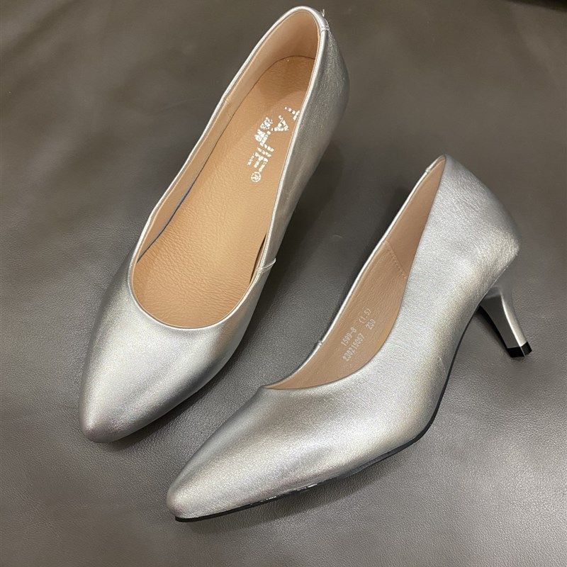 海航制服空姐鞋尖头银色高跟细跟空乘工作单鞋平底蛋卷伴娘婚鞋女,女鞋,浅口单鞋,淘宝优惠券,粉丝福利购,淘宝优惠卷