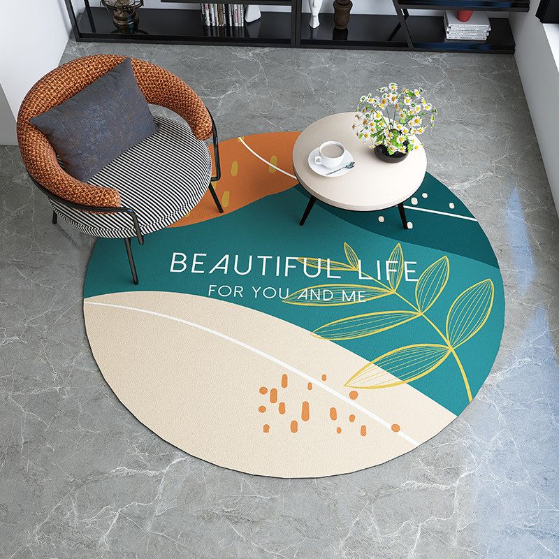 皮革圆形地垫可擦洗pvc卧室电脑椅地垫防水防滑家用客厅阳台地毯