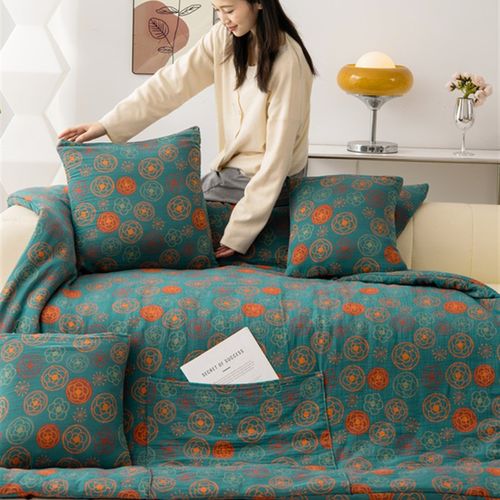 高档A类母婴级全棉口袋枕抱枕被两用双面纯棉车载办公午休靠垫被