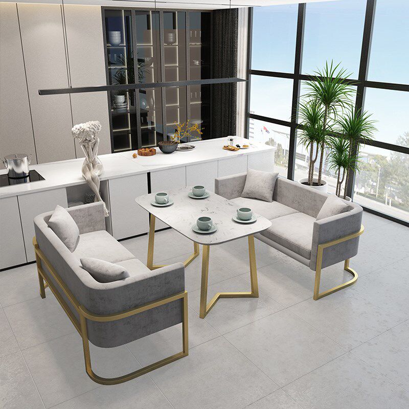 奶茶店桌椅组合甜品店咖啡厅双人卡座沙发售楼处休息区简约现代