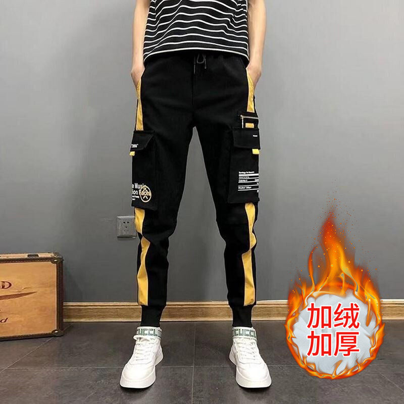 2025新款工装裤男冬季加绒加厚束脚运动裤学生休闲韩版潮流小脚裤