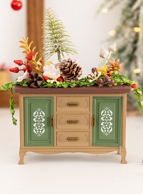 阿楹 高级法式微景观装饰摆件绿植干花圣诞节书桌房间艺术小礼物