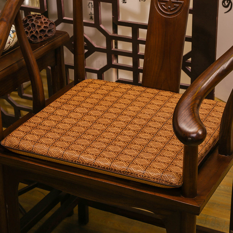 新中式红木沙发坐垫夏季藤椅垫凉席垫透气办公室椅子垫可水洗防滑