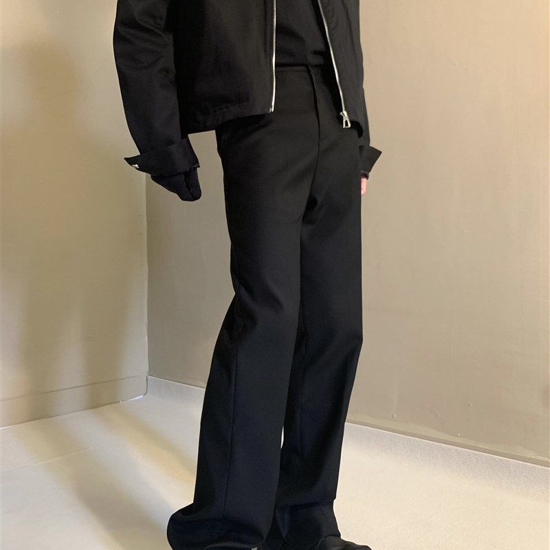 美式小众高街vibe风开叉微喇叭西裤男垂坠感高级感堆积显瘦拖地裤