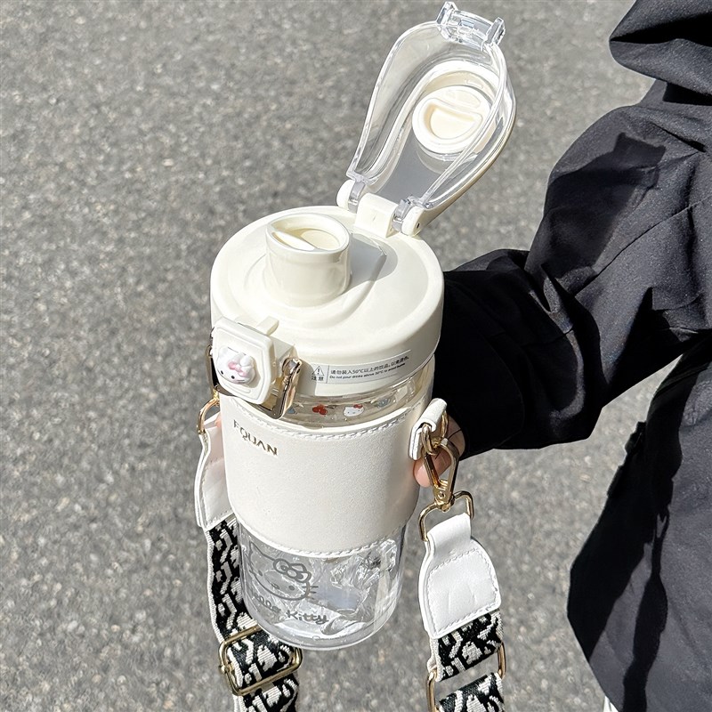 简约水杯大容量吸管杯子女生高颜值双饮户外便携运动水壶学生可爱