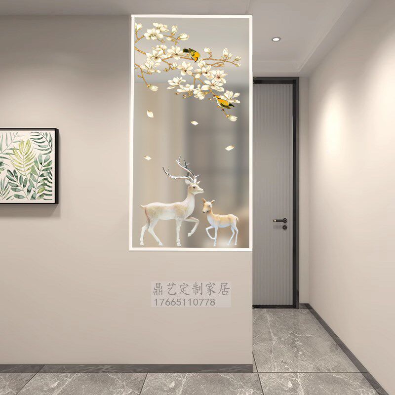 现代简约艺术玻璃屏风半墙隔断客厅装饰卧室遮挡入户玄关干湿分离