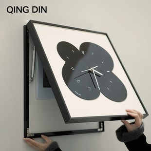 简约现代电表箱装饰画2025新款免打孔客厅静音时钟电表箱遮挡挂画