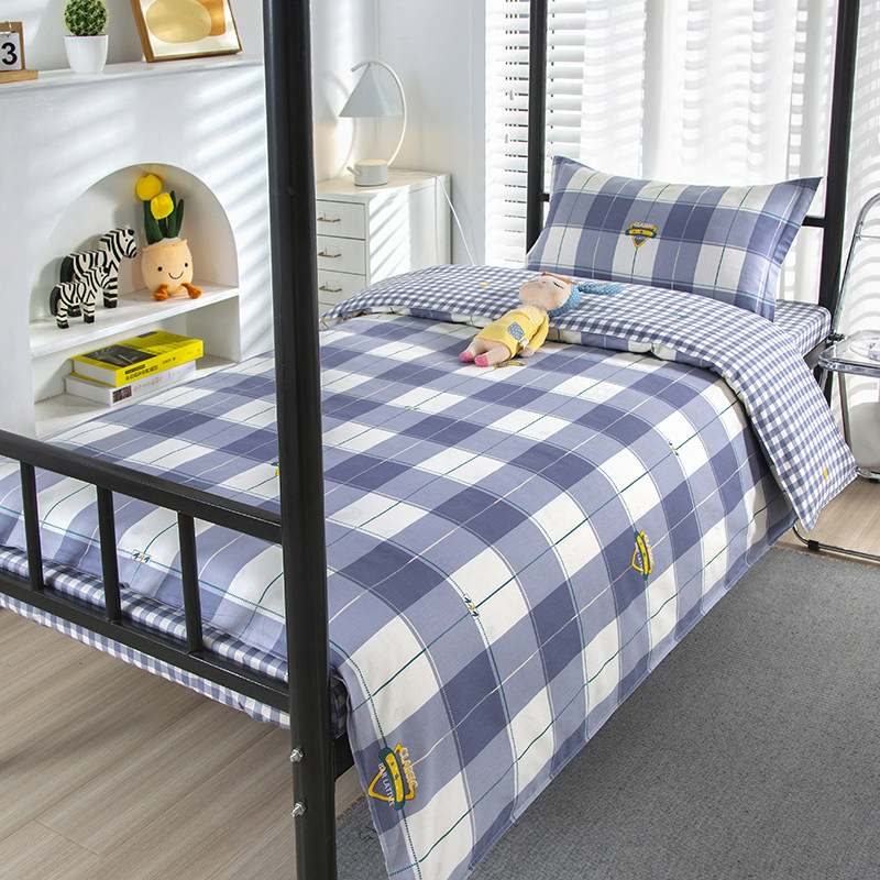 学生宿舍床上三件套全棉100男生上下铺床单被套棉被褥六件套3