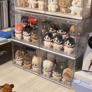 棉花娃娃收纳盒透明娃娃收纳展示架10cm公仔挂件收纳防尘展示盒