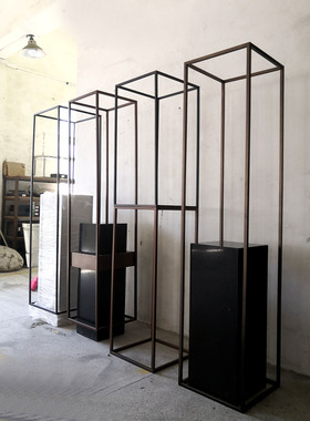 简约现代金属框架大理石底座基座落地雕塑摆件组合家居软装饰品