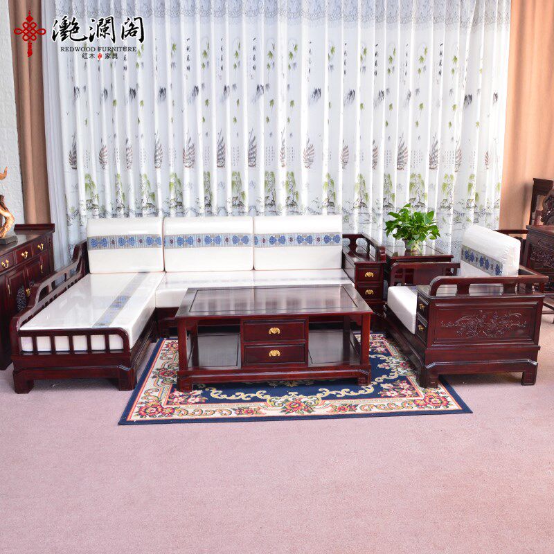 红木沙发 非洲酸枝木现代转角沙发 客厅实沙发 中式贵妃椅沙发,住宅家具,实木沙发,淘宝优惠券,粉丝福利购,淘宝优惠卷