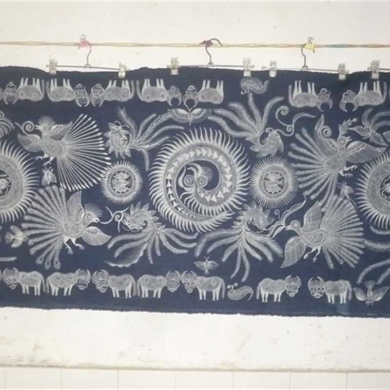 蜡染画 虫鸟鱼花图案 蜡染围巾 蜡染布包蜡染服装订制 批量 单件