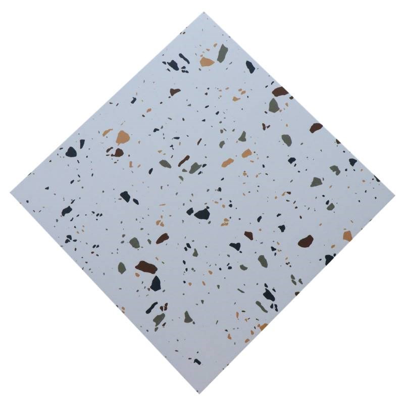 新款白色小颗粒水磨石瓷砖600x600客厅连锁店地砖800x800工装仿古