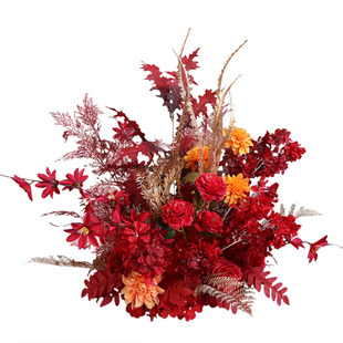 婚庆婚礼堂红色系路引花盆花花球地排花排挂花点迎宾花宴会厅道具