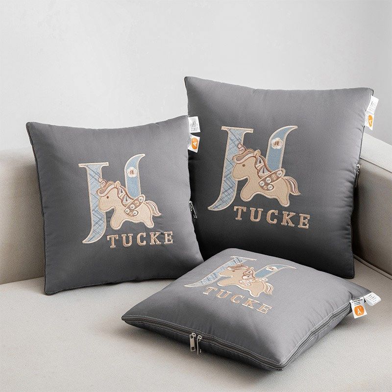 100支长绒棉纯棉抱枕被两用办公室午休车载靠垫可折叠便携空调被