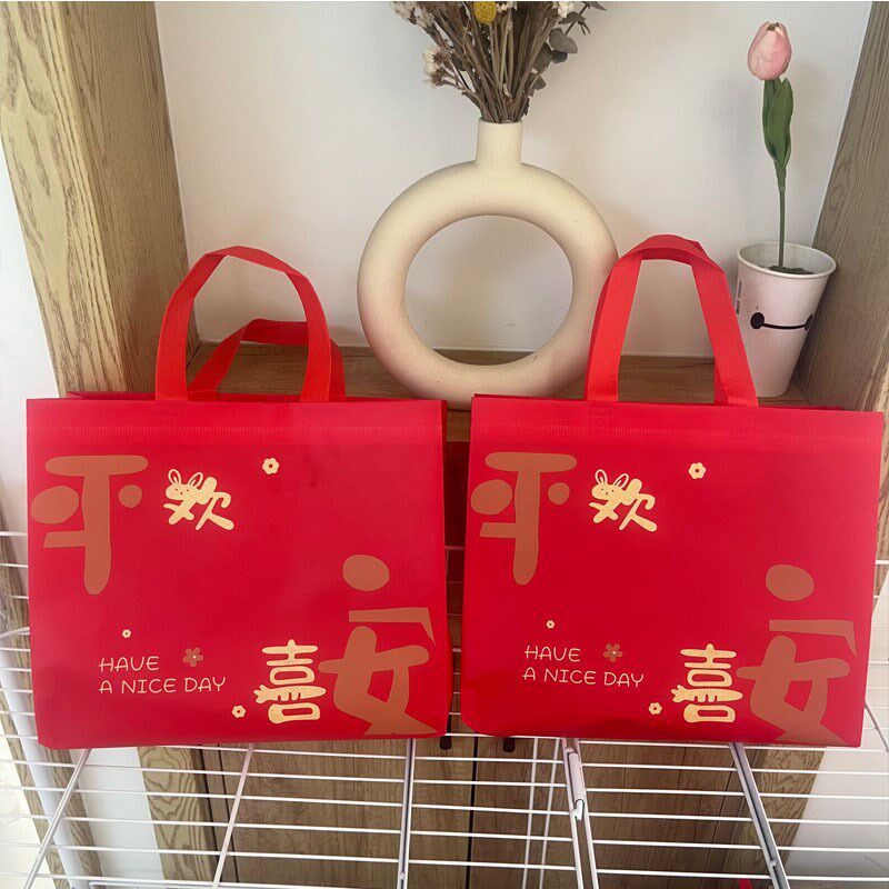 加厚无纺布袋手提袋现o货印字帆布购物袋礼品服装店广告袋子印log