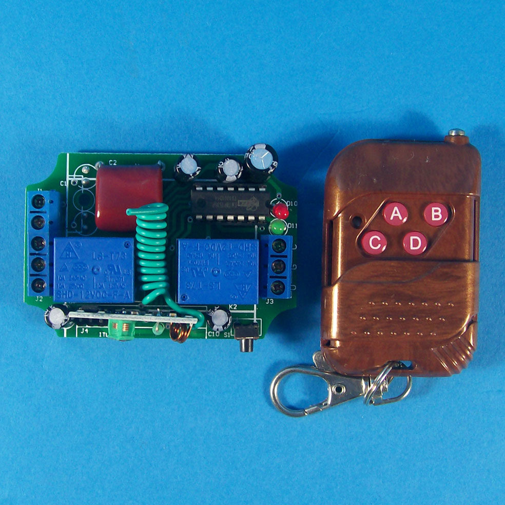 多功能二路220伏智能灯具2路220V无线遥K控开关模块50米4键遥控。