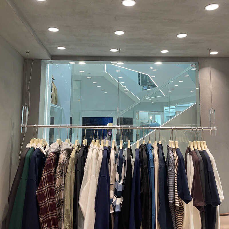 服装店吊架亚克力吊杆展示架陈列悬D空衣杆橱窗吊架陈列道具衣架