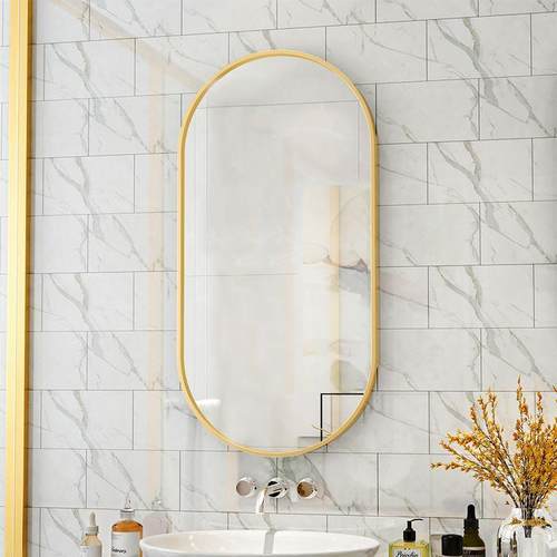 北欧镜黑饰色边框跑道椭圆形镜子墙面挂镜DLL室镜挂墙浴现代装壁