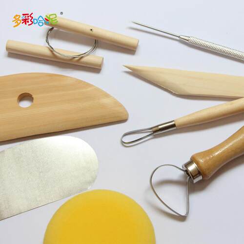 刀木质陶艺工具塑8件套陶泥泥QUE软陶泥工套装油泥修具坯刮刀铝棒