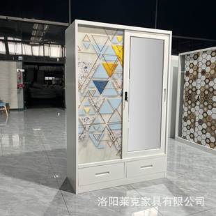 定制印花柜钢制拉衣344b柜柜家用卧室更衣铁皮衣衣柜阳台推移门柜