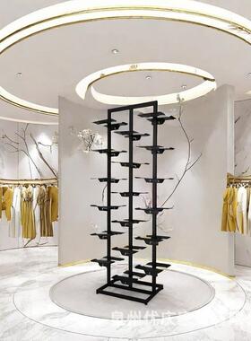 鞋展示鞋架黑色属烤鞋QJ24漆中岛鞋架多层收纳双店金面子陈列架