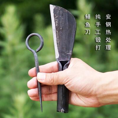 安钢手工锻打鳝鱼弯背黄鳝刀泥鳅刀刀易磨钢杀好鲫鱼刀破黄UVE火