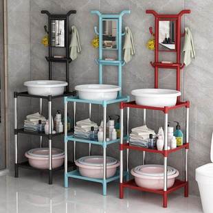 盆卫架生面间浴室毛架仿古欧式 塑巾料落地多层收纳洗脸盆架940王