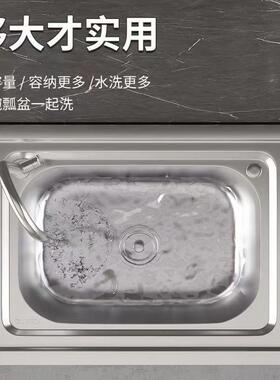 商用厨支单房简UTJ易不锈钢水池水槽带架一体洗碗手池家用洗盆大
