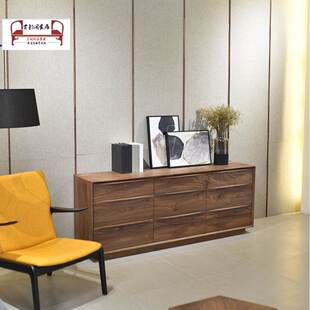 九储边柜欧实木斗物橡木北北美ltao1019日式 家具黑胡桃木柜斗柜卧