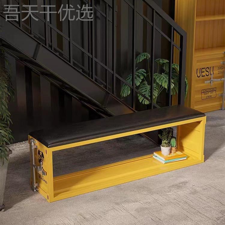 创意工风长条业凳换鞋凳家用门口长储PRO物鞋茶柜奶凳店舞蹈餐饮