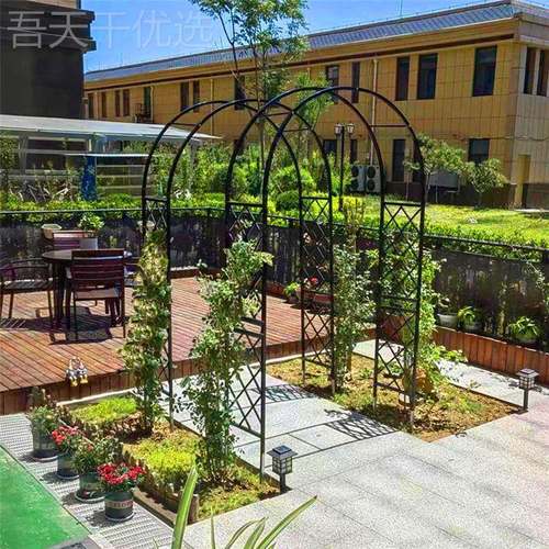 式爬藤架HNQ室外庭院藤欧月花架花本园林拱季门种植箱铁艺藤爬架