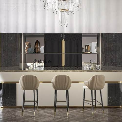 美式轻奢酒吧简约代家用吧椅台金属岛台椅布椅EDD艺现北欧前台高