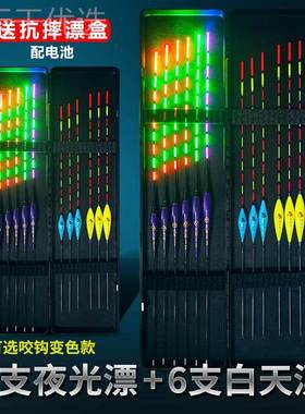 变6WCO支夜光子漂套装咬钩色电漂日两用鲤鲫鱼综合超醒目全套夜鱼
