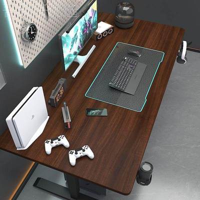 智能电动升降桌办公脑桌学桌实木书桌电升动习降桌腿电电竞可升QY