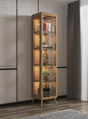 代实木酒柜客厅现示简约家用储物柜轻奢办玻璃酒柜80063靠墙手乐