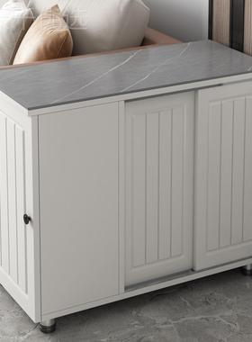 厅沙发边动的收KFF旁纳客柜创意岩板边几角几轻奢置物柜可移桌小