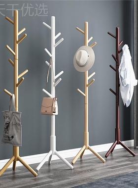 实木落衣帽架挂衣架卧室家现用立衣式60941架杆衣地服架简约代挂