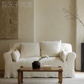 诧f寂风洗亚麻沙TEZ布艺沙发客厅小户型日式 多人位可拆发民宿lot