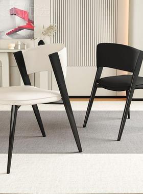 意式简实木餐椅轻奢高级感奶油风中极古简约休OZA闲铁艺店接待洽