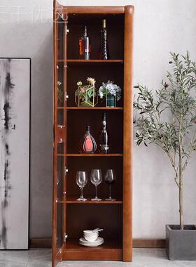 实木柜酒柜 现代中式高酒客厅橡木餐边柜BWO柜厨房碗碟 单门酒多