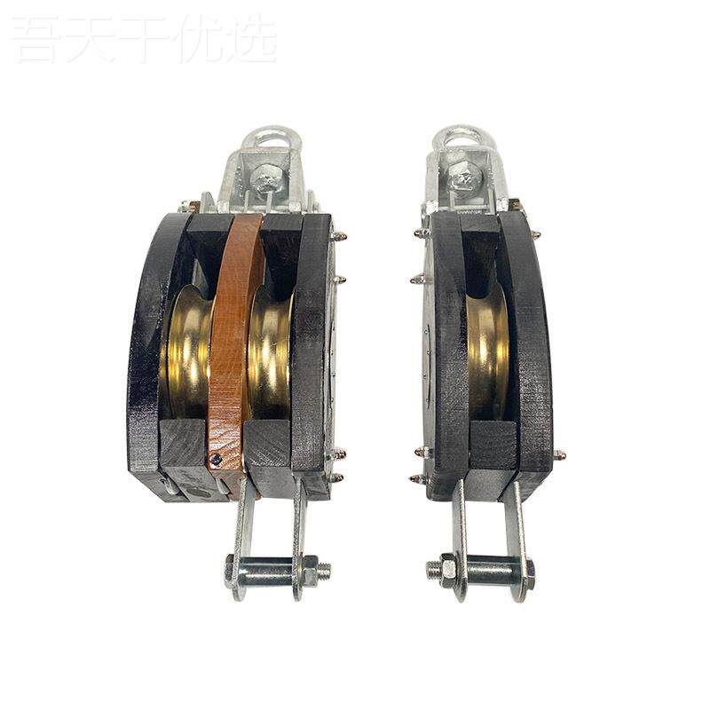 MI起PA231671钩头式双滑ILI轮铁带木滑车船用重滑木制滑轮车68寸