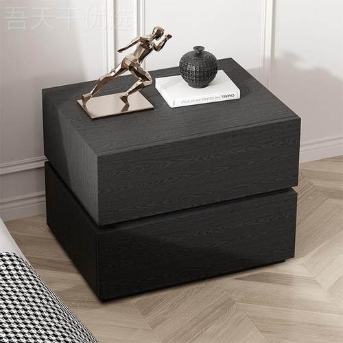 现代极简约卧室床黑橡头柜北小欧户型柜XHK子木免安装多功能床头